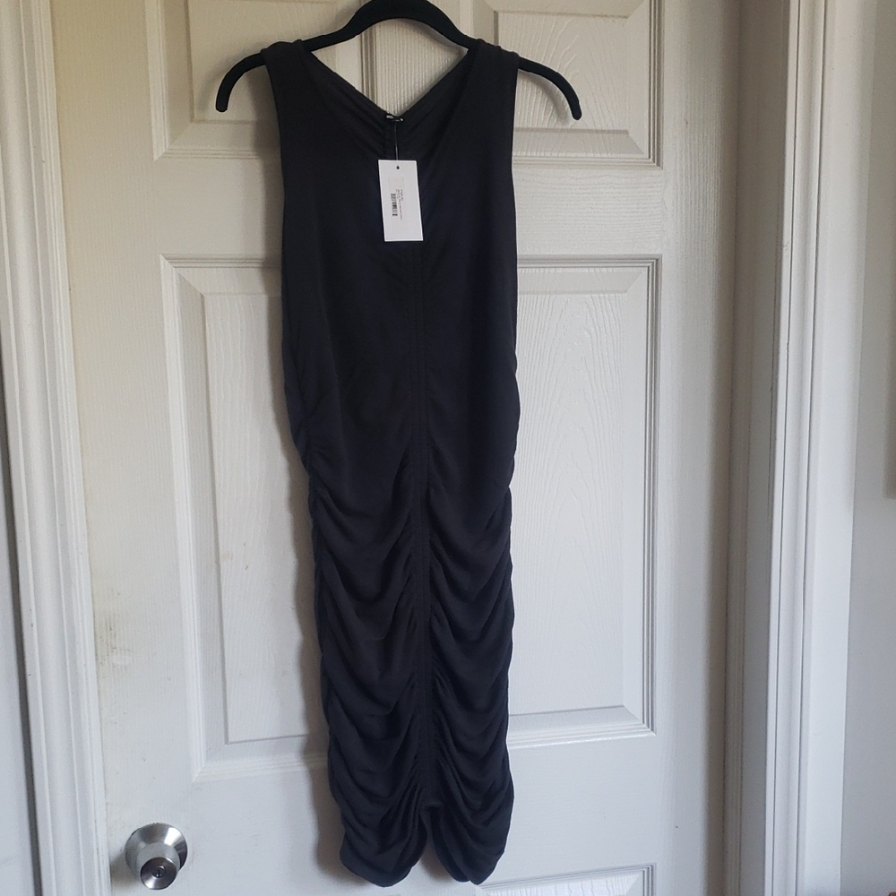 Monrow Black Backless Ruched Dress